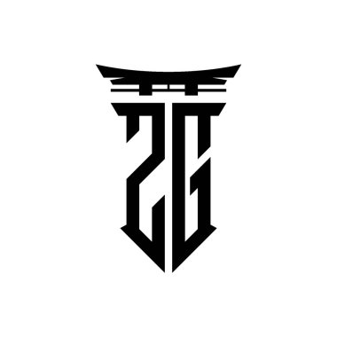 İlk logo geometrik modern Torii Kapısı Japon stili tasarımı ile izole edilmiş arka plan, minimalist geometrik Japon tarzı logo.