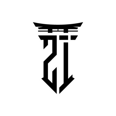 İlk logo geometrik modern Torii Kapısı Japon stili tasarımı ile izole edilmiş arka plan, minimalist geometrik Japon tarzı logo.