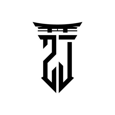 İlk logo geometrik modern Torii Kapısı Japon stili tasarımı ile izole edilmiş arka plan, minimalist geometrik Japon tarzı logo.