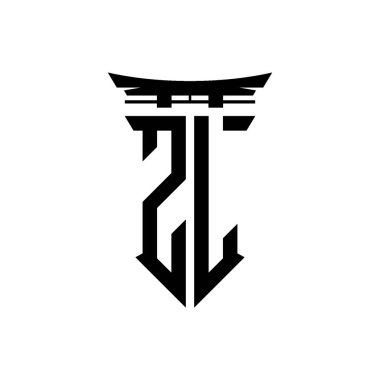 İlk logo geometrik modern Torii Kapısı Japon stili tasarımı ile izole edilmiş arka plan, minimalist geometrik Japon tarzı logo.