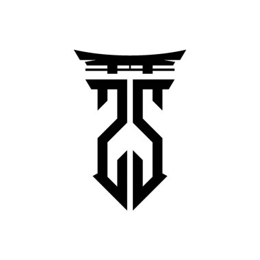 İlk logo geometrik modern Torii Kapısı Japon stili tasarımı ile izole edilmiş arka plan, minimalist geometrik Japon tarzı logo.