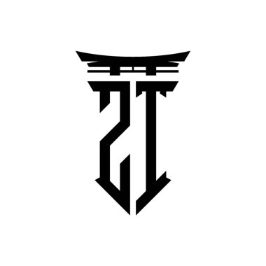 İlk logo geometrik modern Torii Kapısı Japon stili tasarımı ile izole edilmiş arka plan, minimalist geometrik Japon tarzı logo.