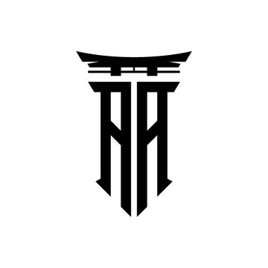 İlk logo geometrik modern Torii Kapısı Japon stili tasarımı ile izole edilmiş arka plan, minimalist geometrik Japon tarzı logo.