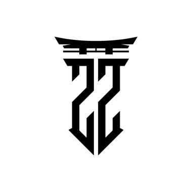İlk logo geometrik modern Torii Kapısı Japon stili tasarımı ile izole edilmiş arka plan, minimalist geometrik Japon tarzı logo.