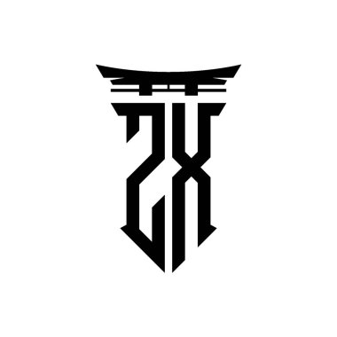 İlk logo geometrik modern Torii Kapısı Japon stili tasarımı ile izole edilmiş arka plan, minimalist geometrik Japon tarzı logo.