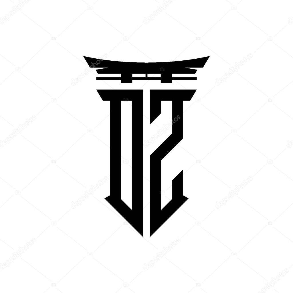 Logo initial monogram with geometric modern Torii Gate Japanese style design in isolated background, minimalist geometric japanese style logo.