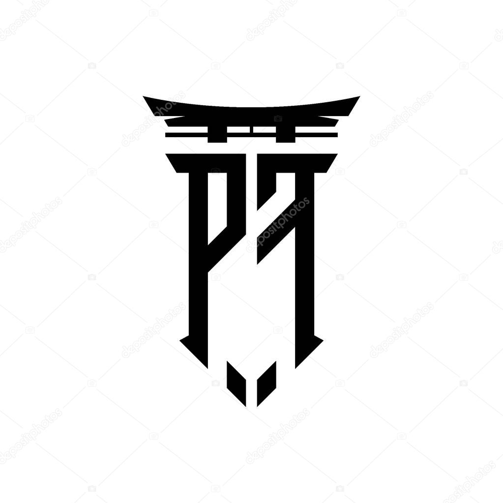 Logo initial monogram with geometric modern Torii Gate Japanese style design in isolated background, minimalist geometric japanese style logo.
