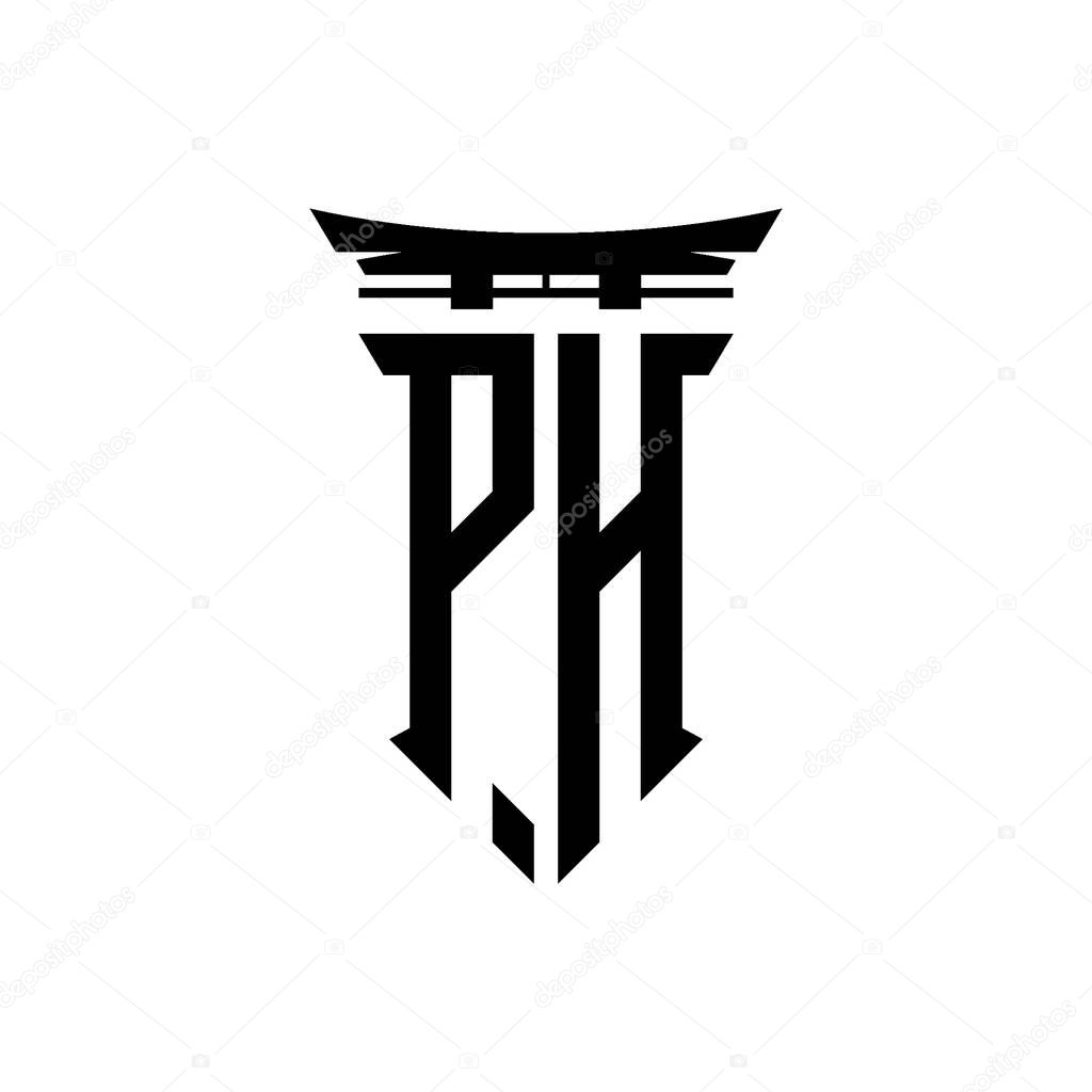 Logo initial monogram with geometric modern Torii Gate Japanese style design in isolated background, minimalist geometric japanese style logo.