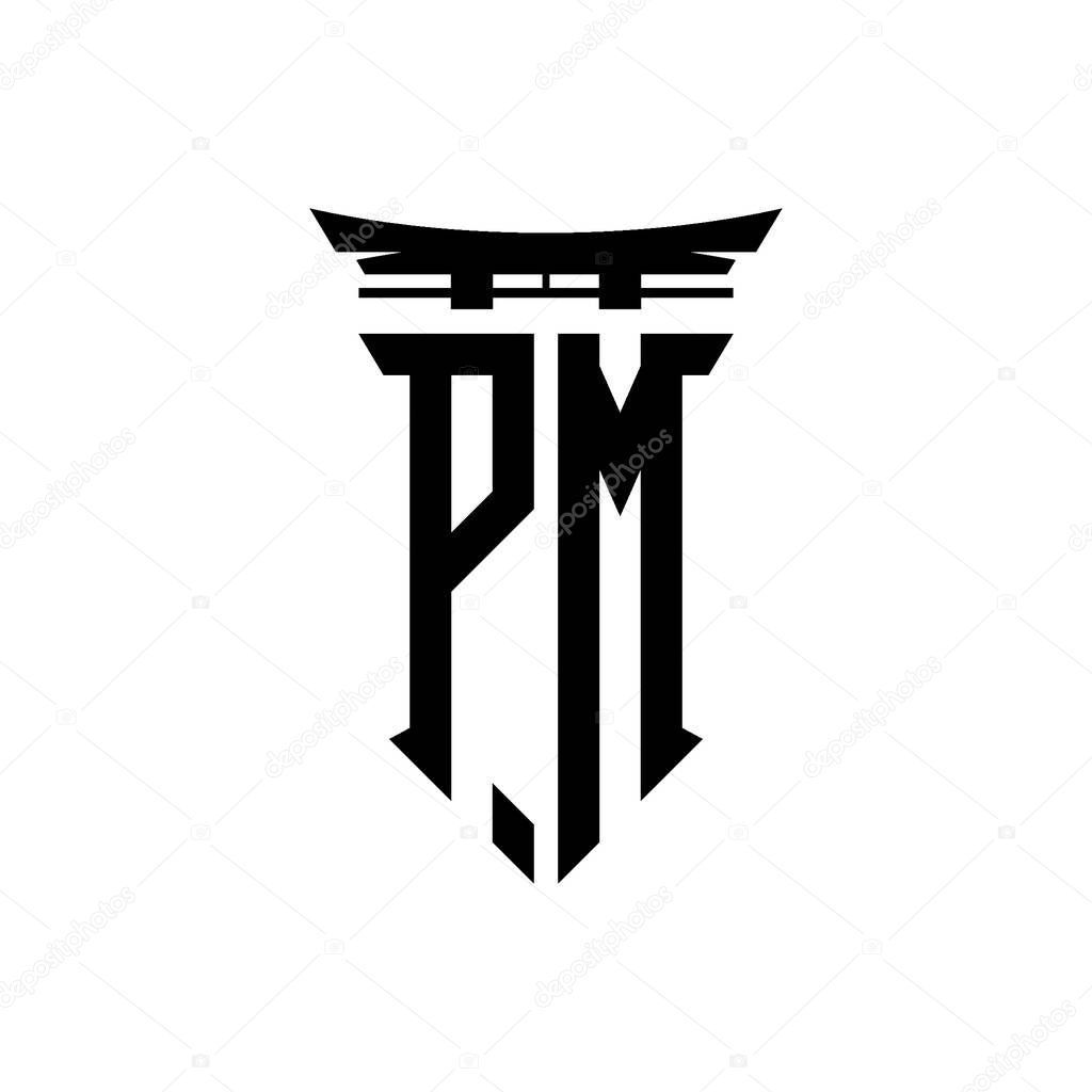 Logo initial monogram with geometric modern Torii Gate Japanese style design in isolated background, minimalist geometric japanese style logo.