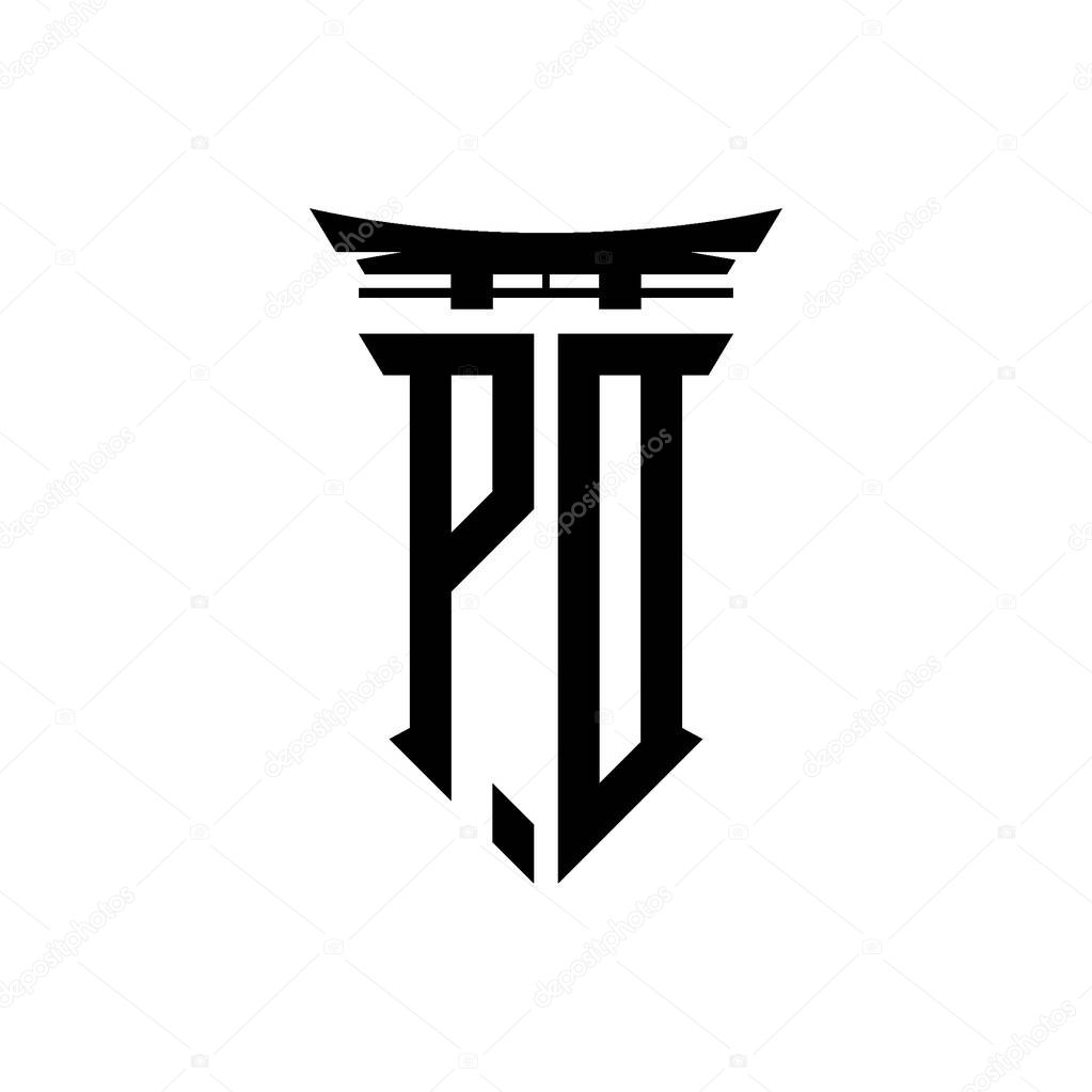 Logo initial monogram with geometric modern Torii Gate Japanese style design in isolated background, minimalist geometric japanese style logo.