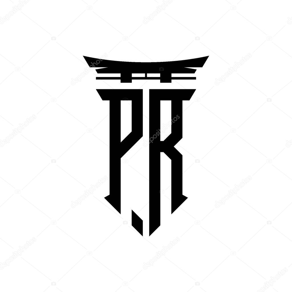 Logo initial monogram with geometric modern Torii Gate Japanese style design in isolated background, minimalist geometric japanese style logo.