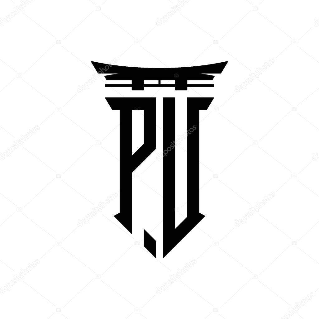 Logo initial monogram with geometric modern Torii Gate Japanese style design in isolated background, minimalist geometric japanese style logo.