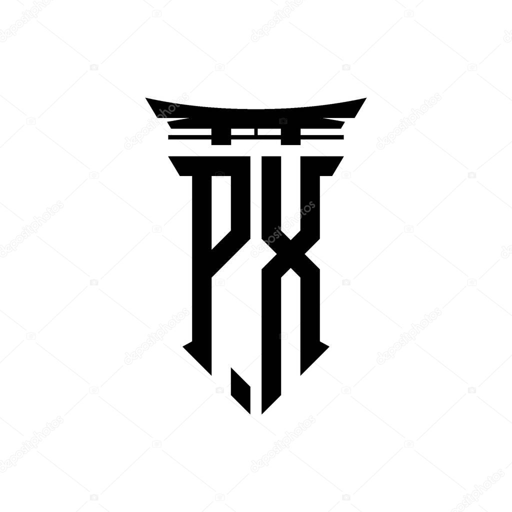 Logo initial monogram with geometric modern Torii Gate Japanese style design in isolated background, minimalist geometric japanese style logo.