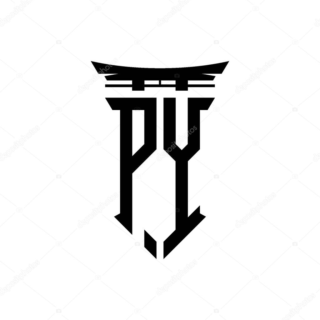 Logo initial monogram with geometric modern Torii Gate Japanese style design in isolated background, minimalist geometric japanese style logo.