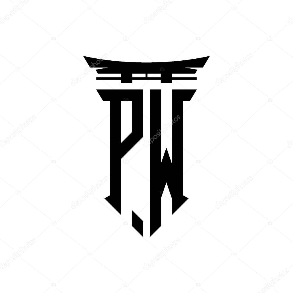 Logo initial monogram with geometric modern Torii Gate Japanese style design in isolated background, minimalist geometric japanese style logo.