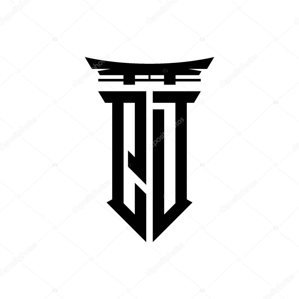 Logo initial monogram with geometric modern Torii Gate Japanese style design in isolated background, minimalist geometric japanese style logo.