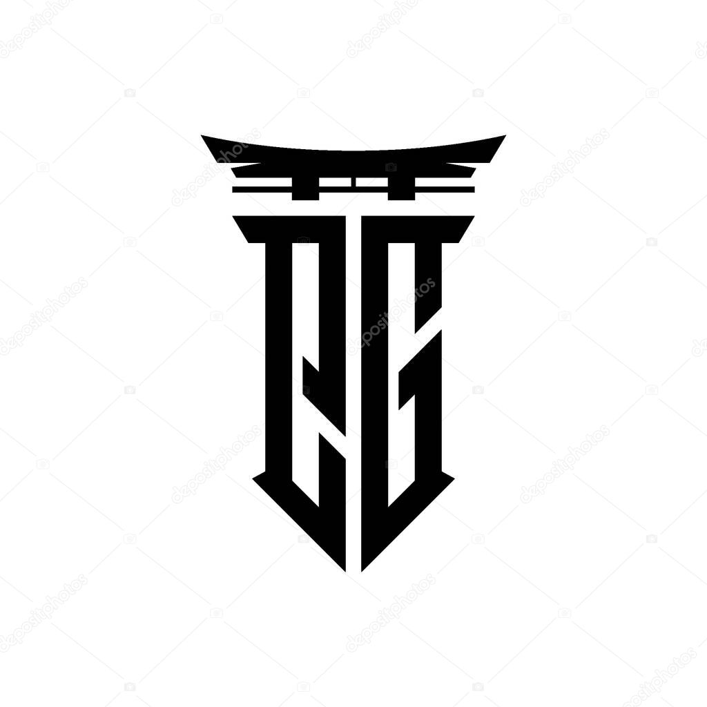 Logo initial monogram with geometric modern Torii Gate Japanese style design in isolated background, minimalist geometric japanese style logo.