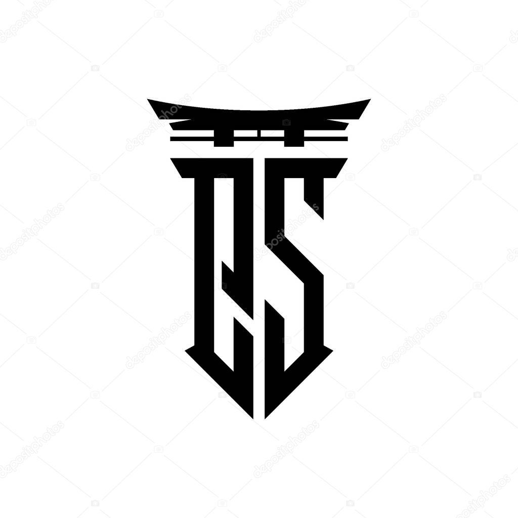 Logo initial monogram with geometric modern Torii Gate Japanese style design in isolated background, minimalist geometric japanese style logo.