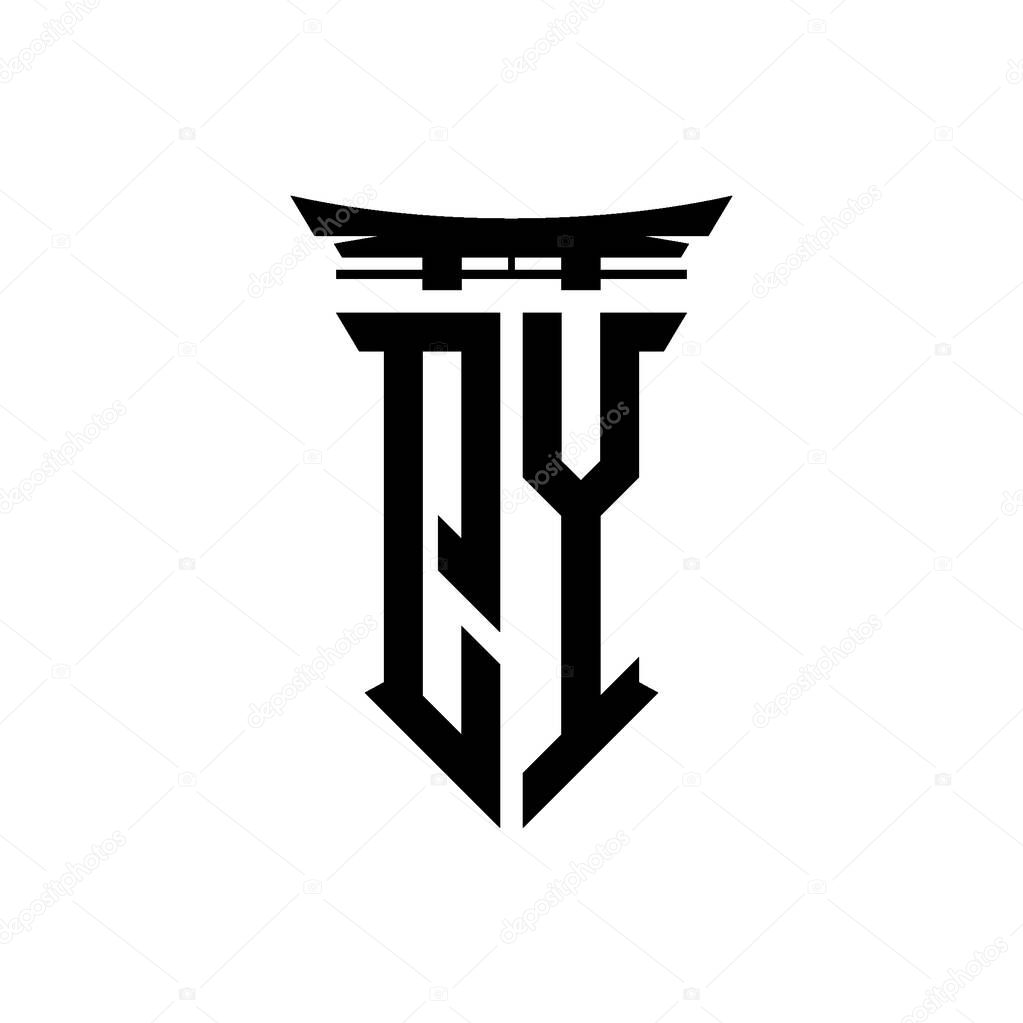 Logo initial monogram with geometric modern Torii Gate Japanese style design in isolated background, minimalist geometric japanese style logo.