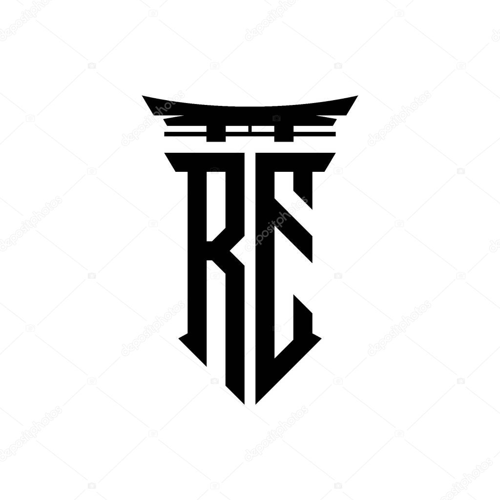 Logo initial monogram with geometric modern Torii Gate Japanese style design in isolated background, minimalist geometric japanese style logo.