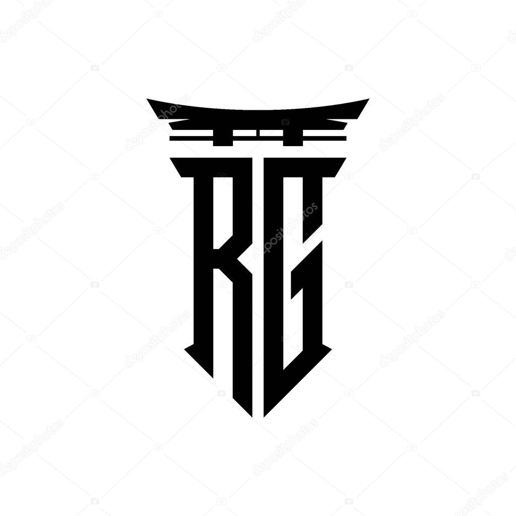 Logo initial monogram with geometric modern Torii Gate Japanese style design in isolated background, minimalist geometric japanese style logo.