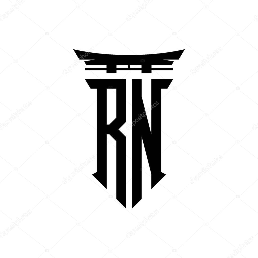 Logo initial monogram with geometric modern Torii Gate Japanese style design in isolated background, minimalist geometric japanese style logo.