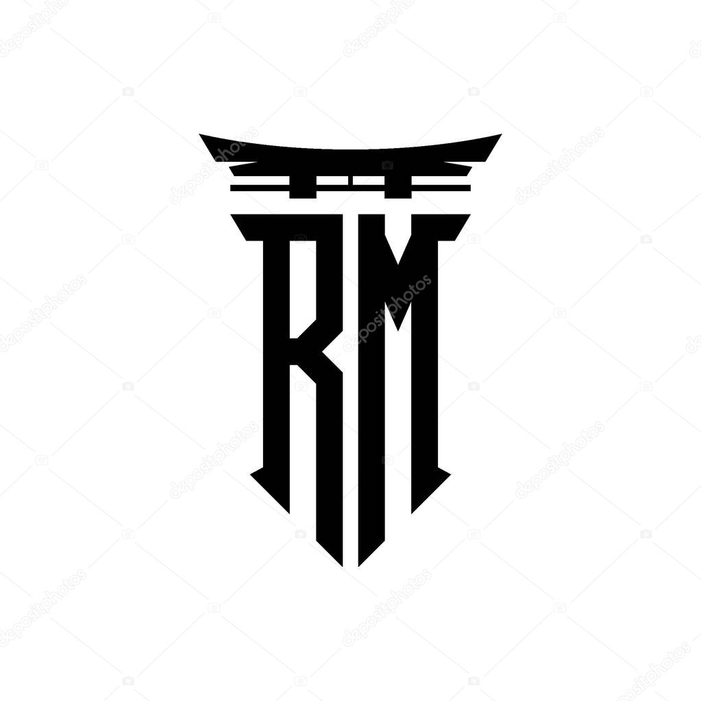 Logo initial monogram with geometric modern Torii Gate Japanese style design in isolated background, minimalist geometric japanese style logo.