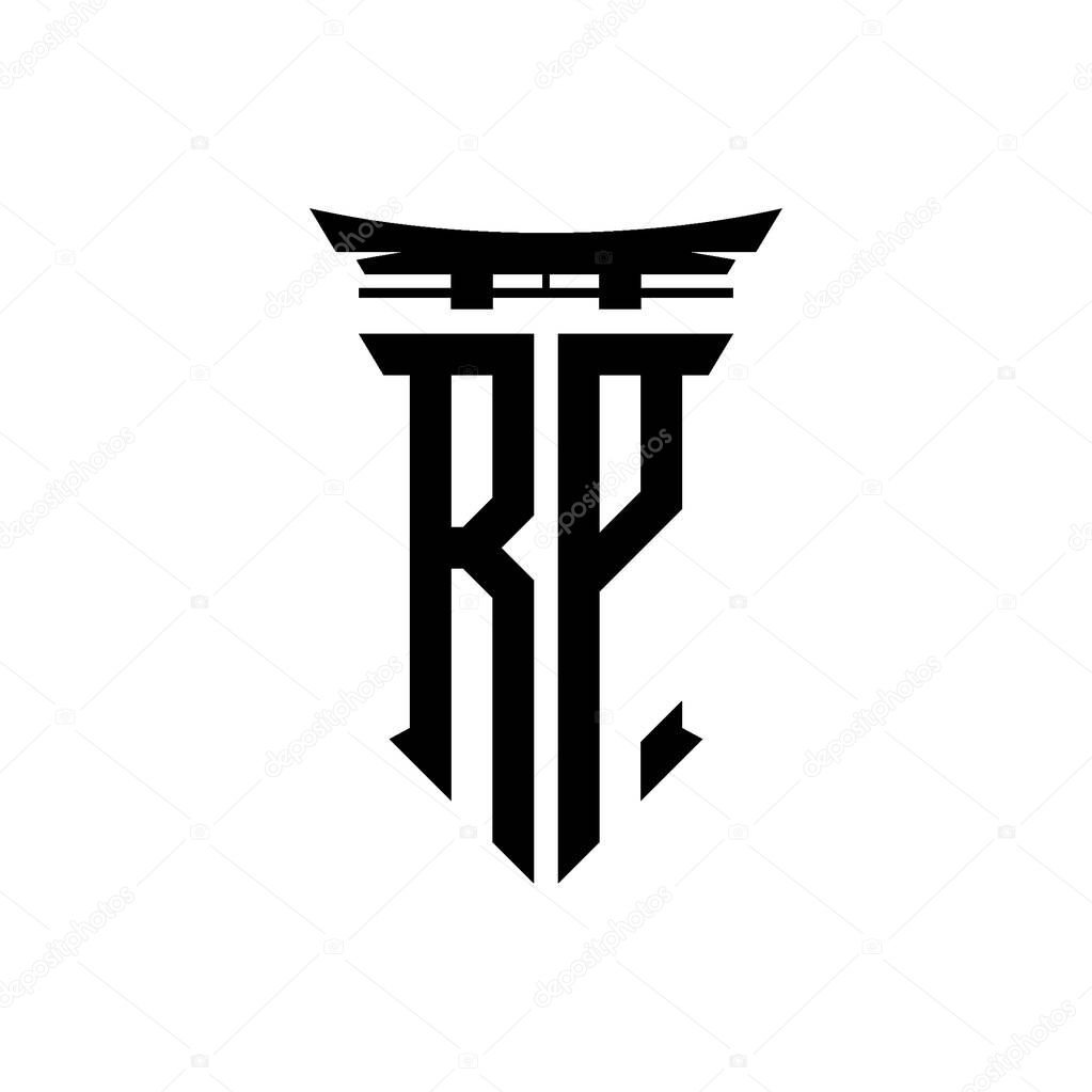 Logo initial monogram with geometric modern Torii Gate Japanese style design in isolated background, minimalist geometric japanese style logo.