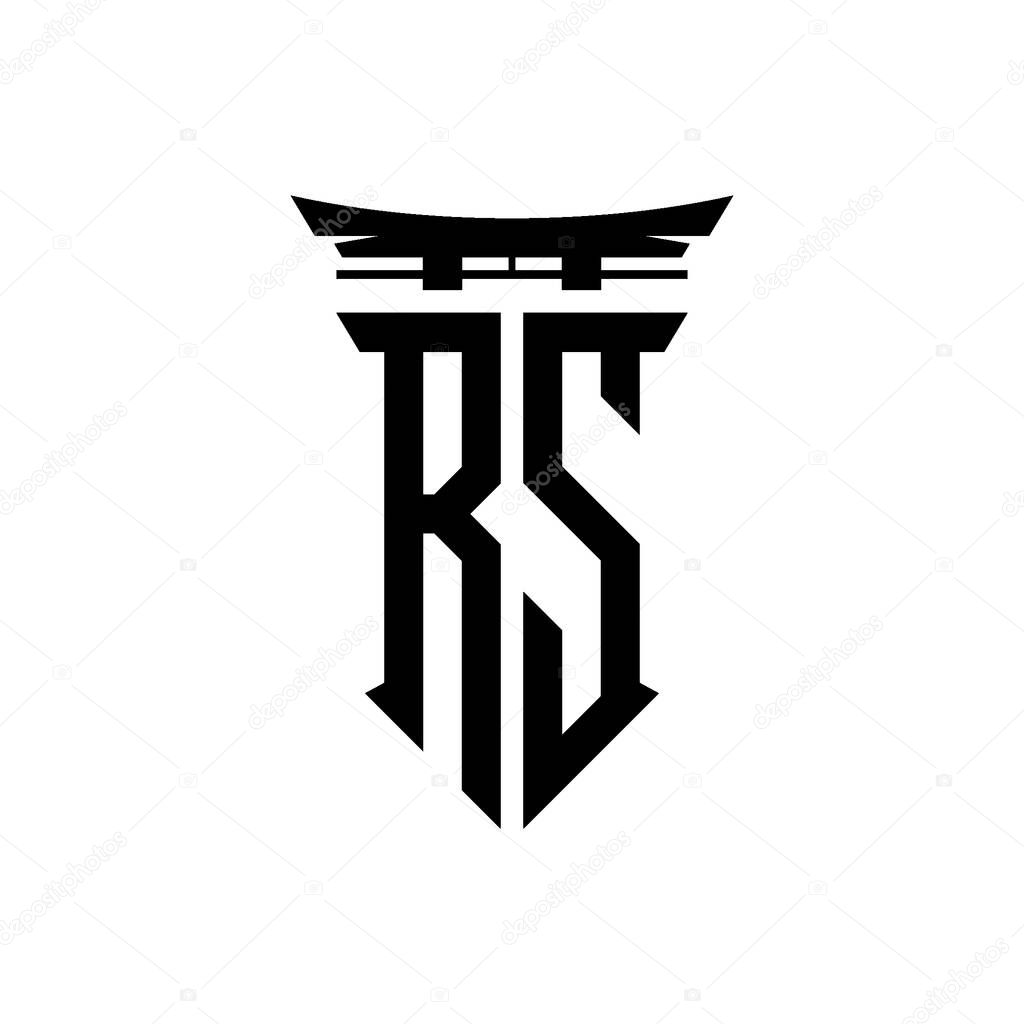 Logo initial monogram with geometric modern Torii Gate Japanese style design in isolated background, minimalist geometric japanese style logo.