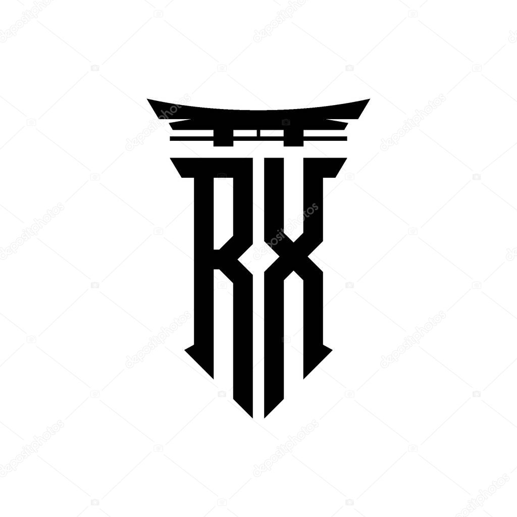 Logo initial monogram with geometric modern Torii Gate Japanese style design in isolated background, minimalist geometric japanese style logo.