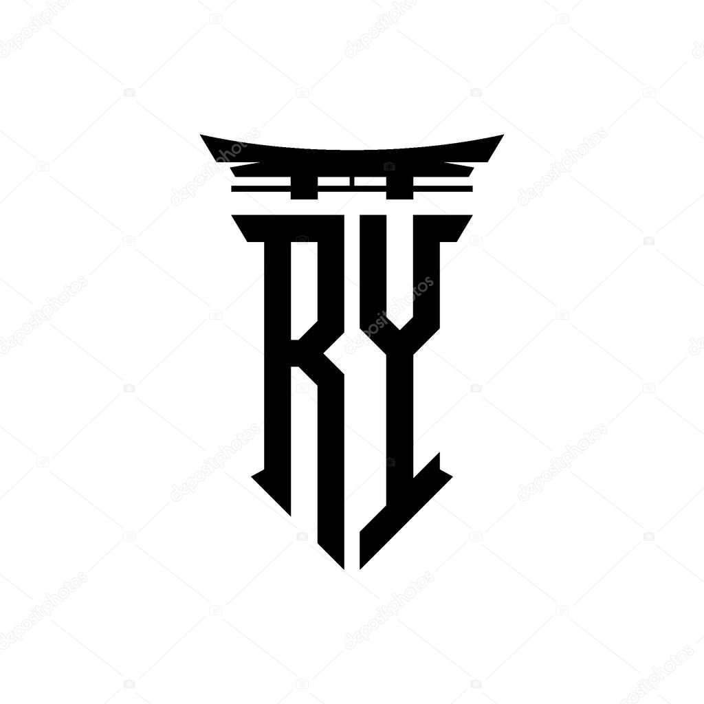 Logo initial monogram with geometric modern Torii Gate Japanese style design in isolated background, minimalist geometric japanese style logo.
