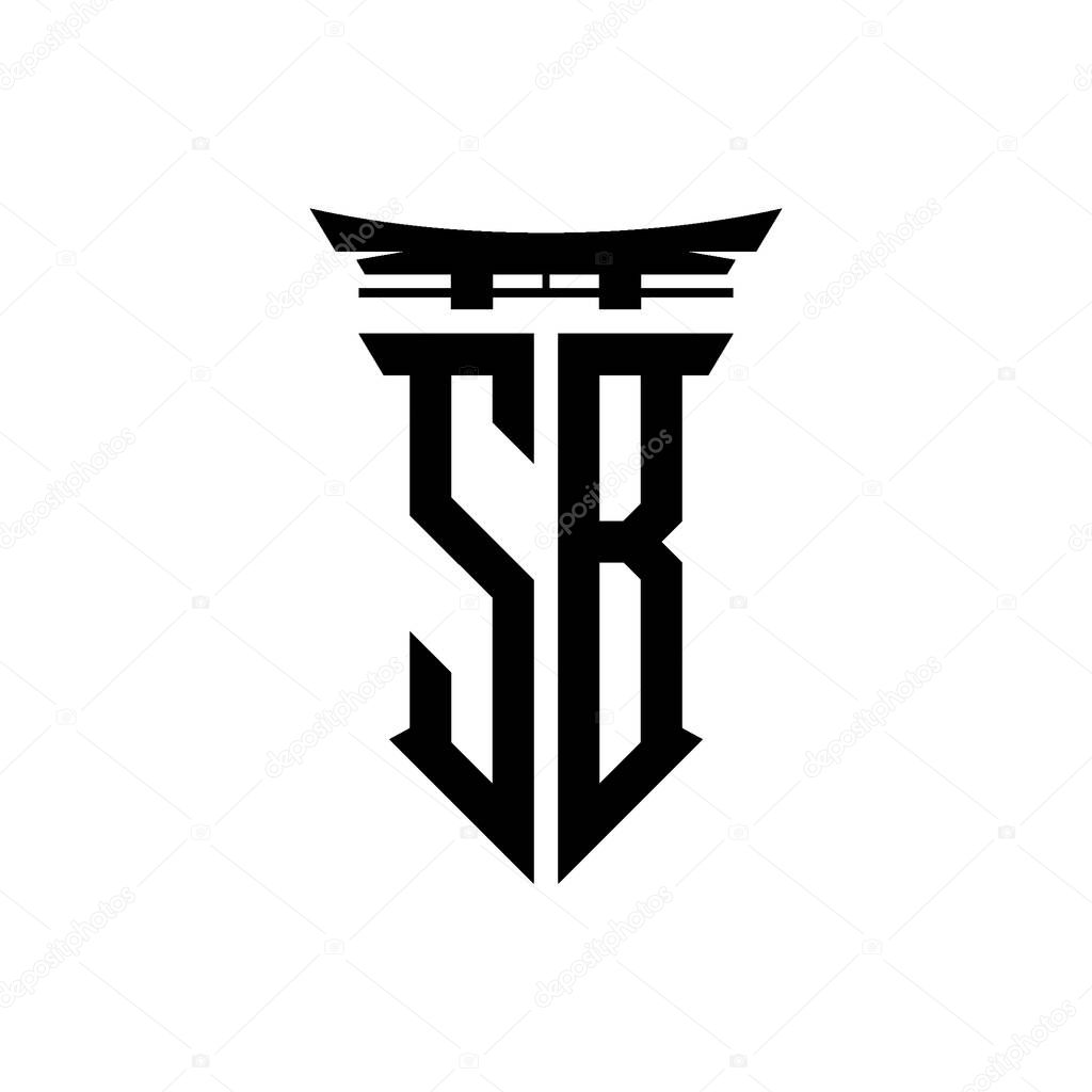 Logo initial monogram with geometric modern Torii Gate Japanese style design in isolated background, minimalist geometric japanese style logo.
