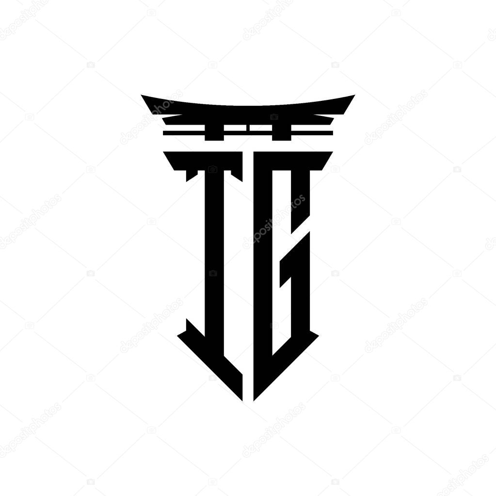 Logo initial monogram with geometric modern Torii Gate Japanese style design in isolated background, minimalist geometric japanese style logo.