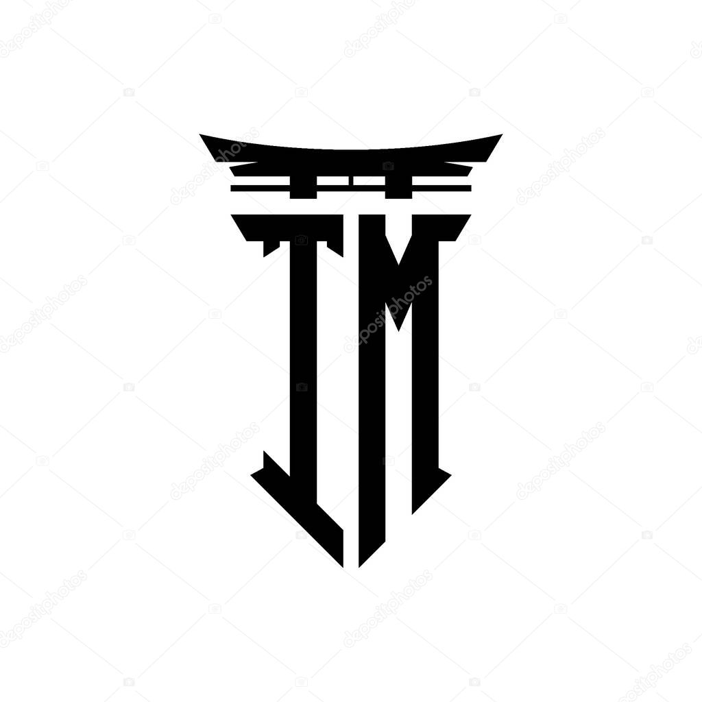 Logo initial monogram with geometric modern Torii Gate Japanese style design in isolated background, minimalist geometric japanese style logo.