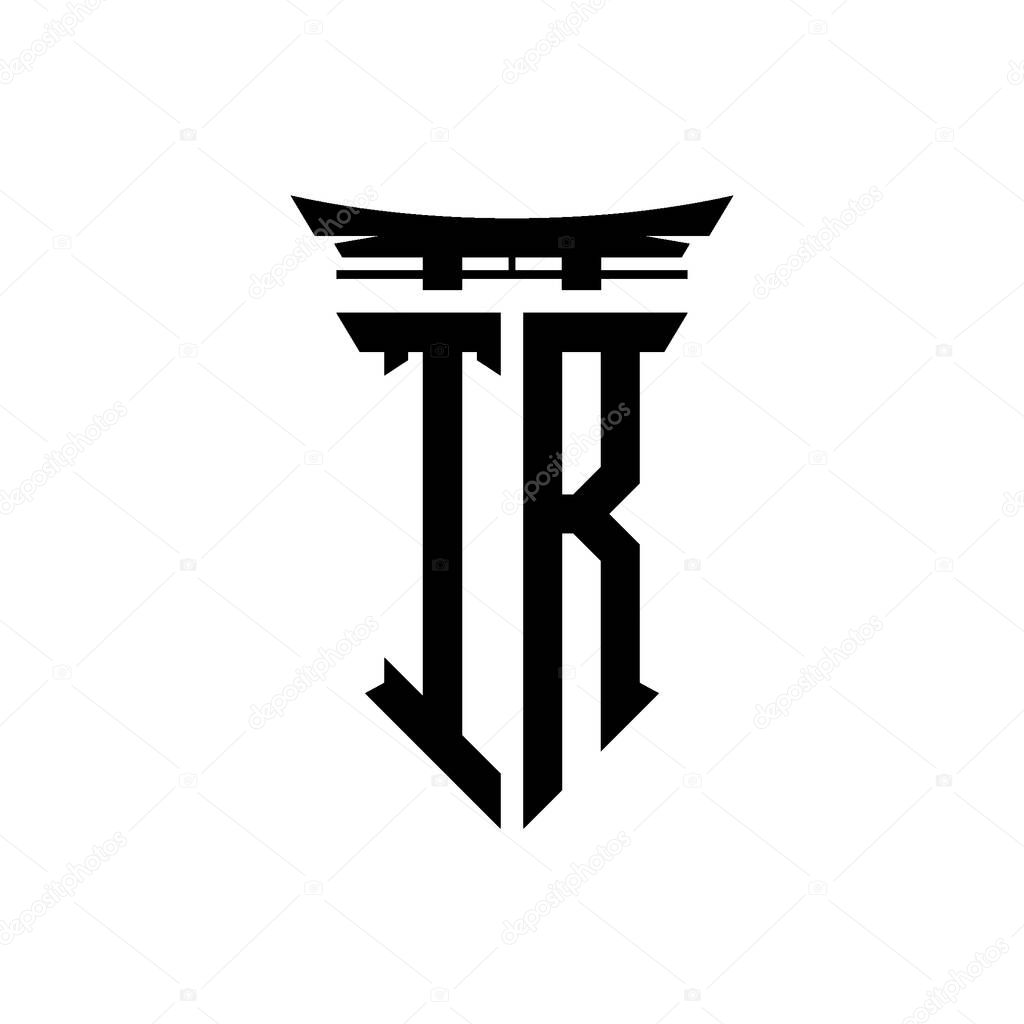 Logo initial monogram with geometric modern Torii Gate Japanese style design in isolated background, minimalist geometric japanese style logo.