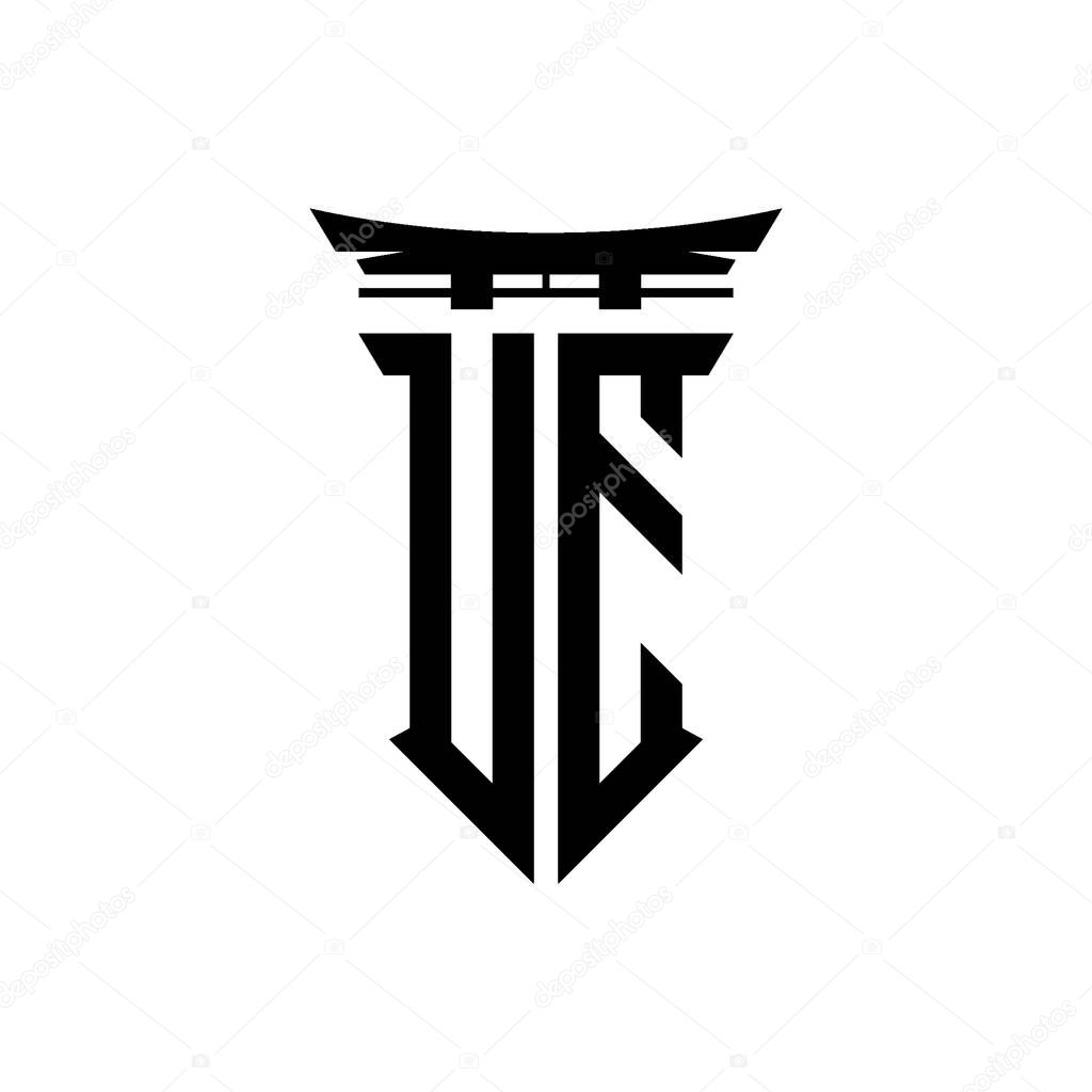 Logo initial monogram with geometric modern Torii Gate Japanese style design in isolated background, minimalist geometric japanese style logo.