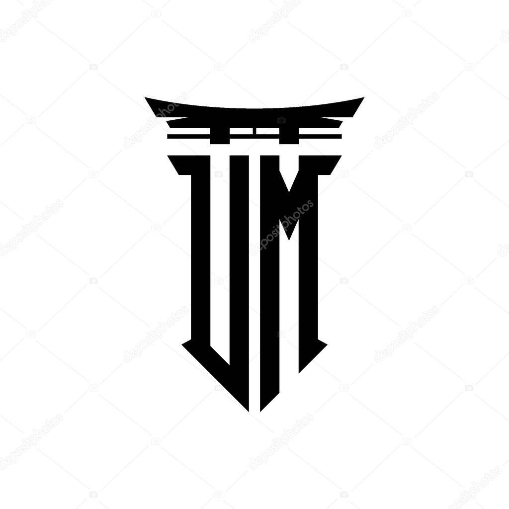 Logo initial monogram with geometric modern Torii Gate Japanese style design in isolated background, minimalist geometric japanese style logo.