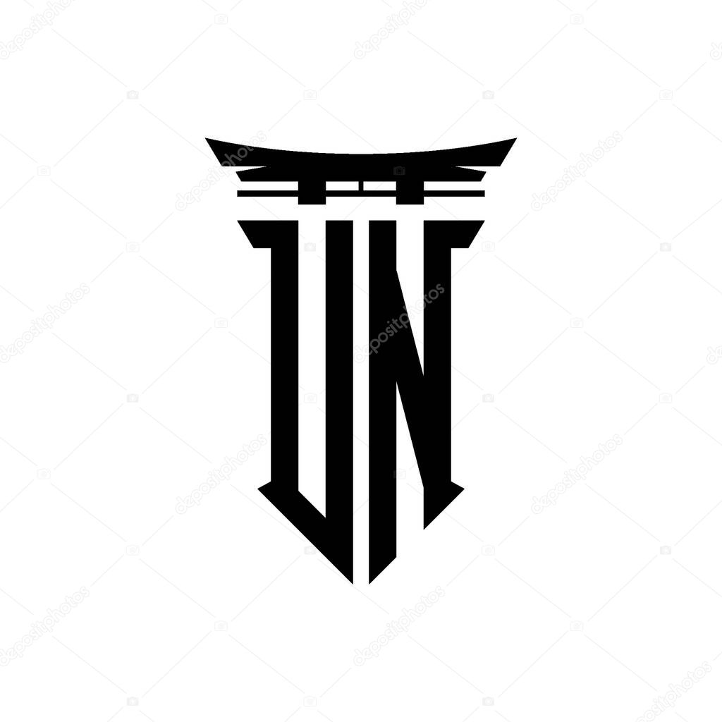 Logo initial monogram with geometric modern Torii Gate Japanese style design in isolated background, minimalist geometric japanese style logo.