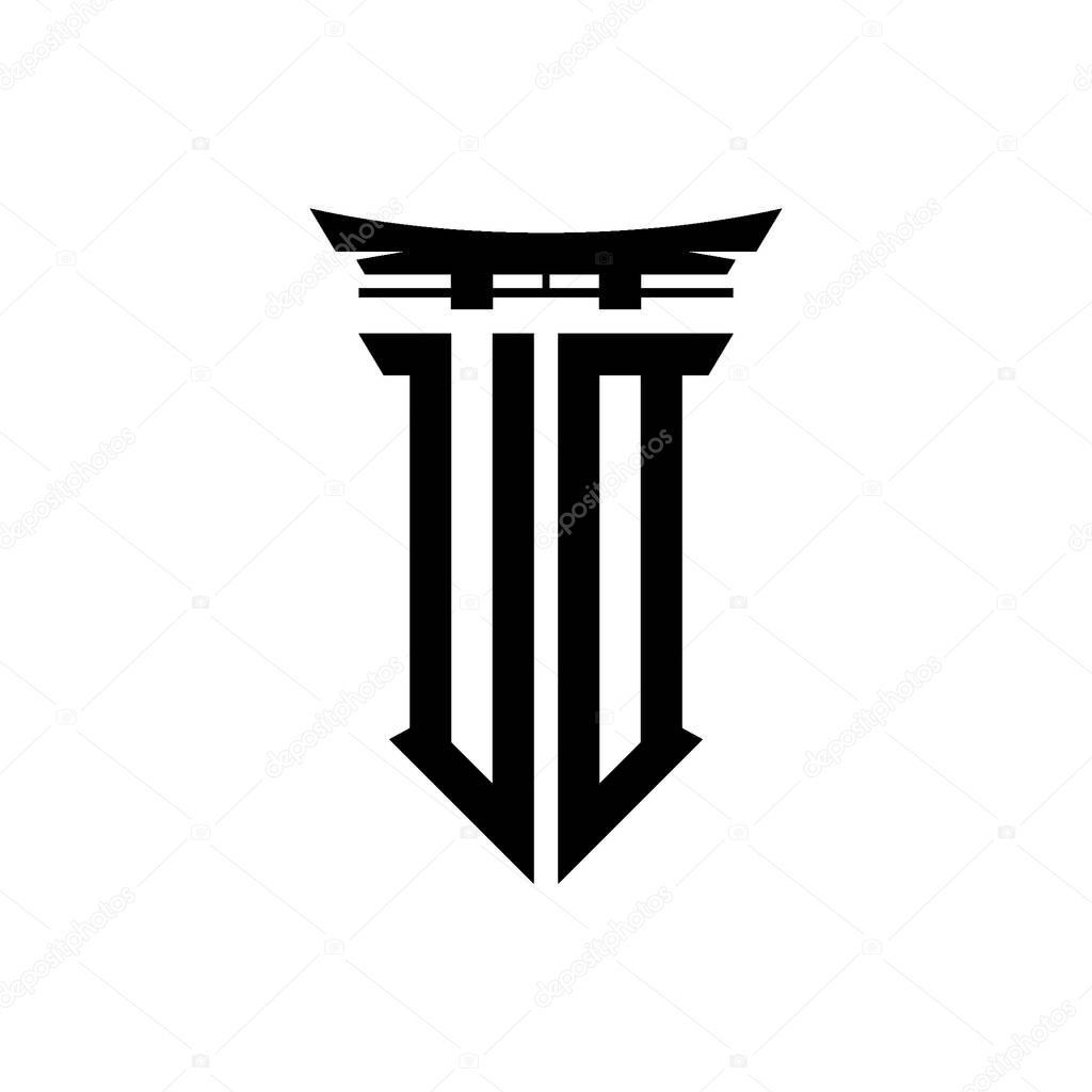 Logo initial monogram with geometric modern Torii Gate Japanese style design in isolated background, minimalist geometric japanese style logo.