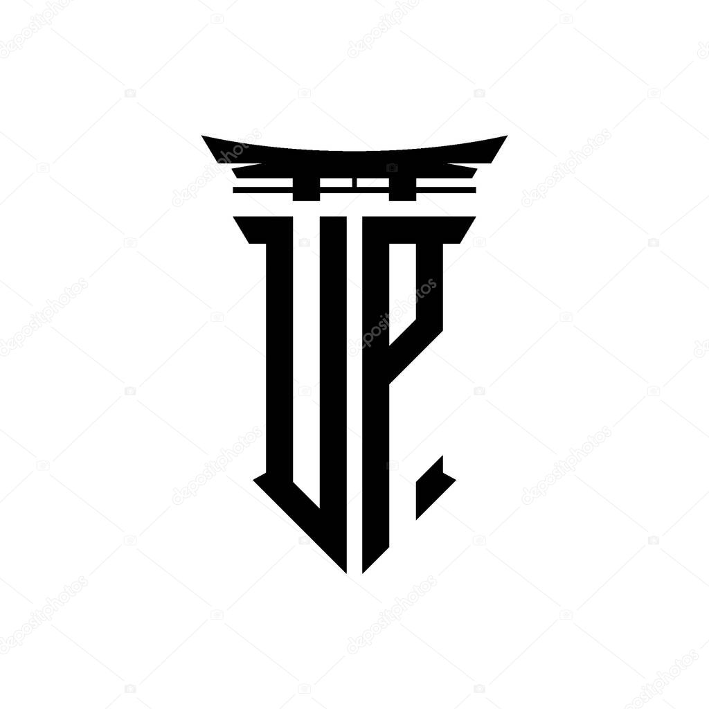 Logo initial monogram with geometric modern Torii Gate Japanese style design in isolated background, minimalist geometric japanese style logo.