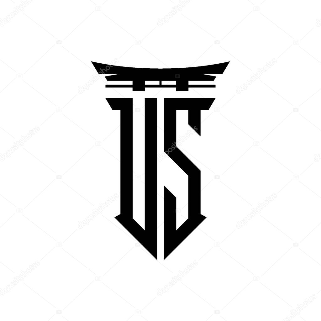 Logo initial monogram with geometric modern Torii Gate Japanese style design in isolated background, minimalist geometric japanese style logo.