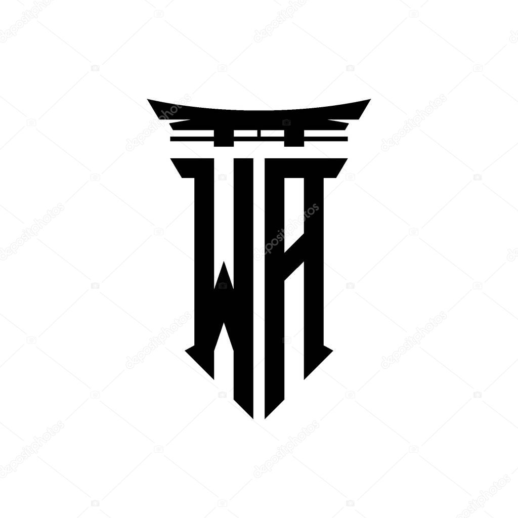 Logo initial monogram with geometric modern Torii Gate Japanese style design in isolated background, minimalist geometric japanese style logo.