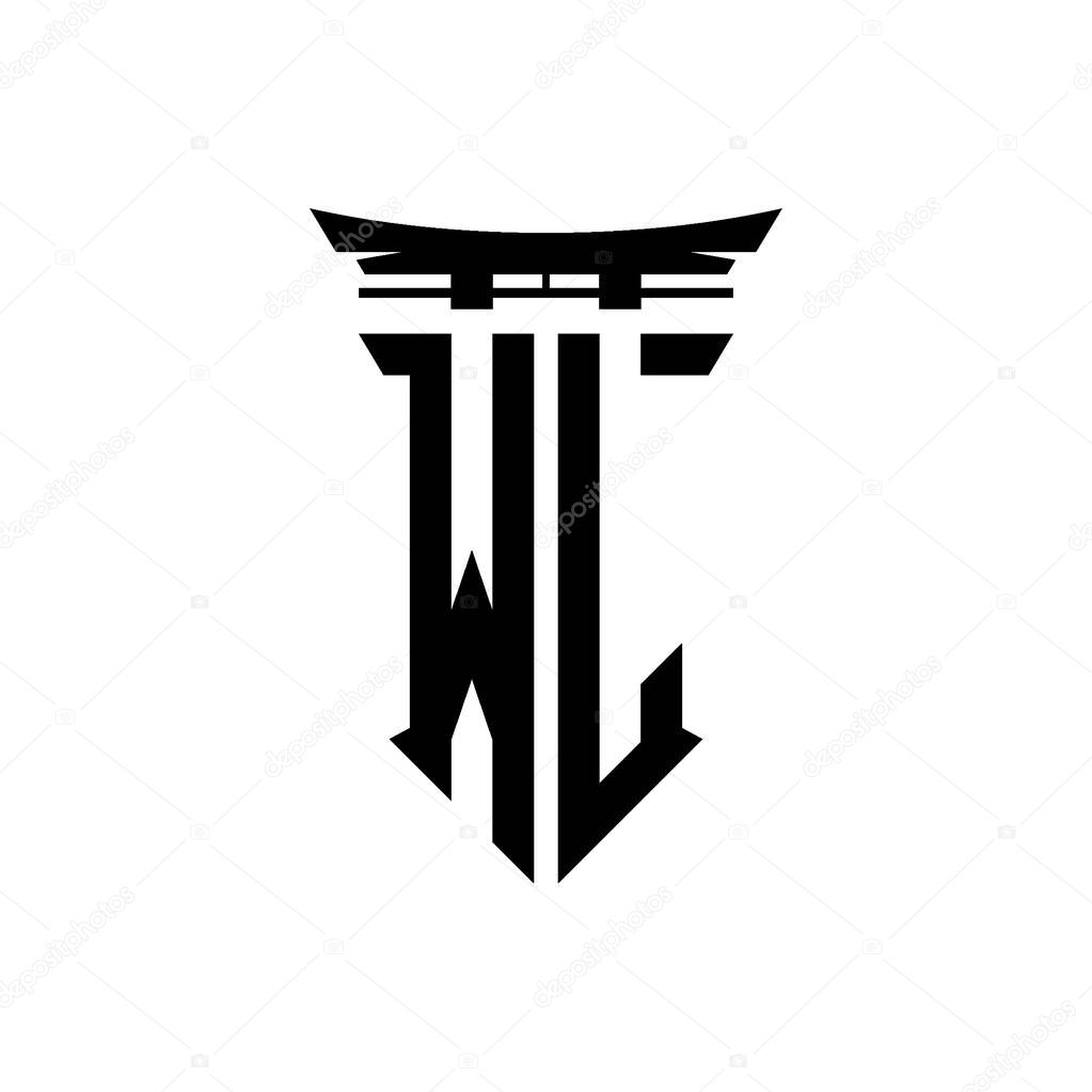 Logo initial monogram with geometric modern Torii Gate Japanese style design in isolated background, minimalist geometric japanese style logo.