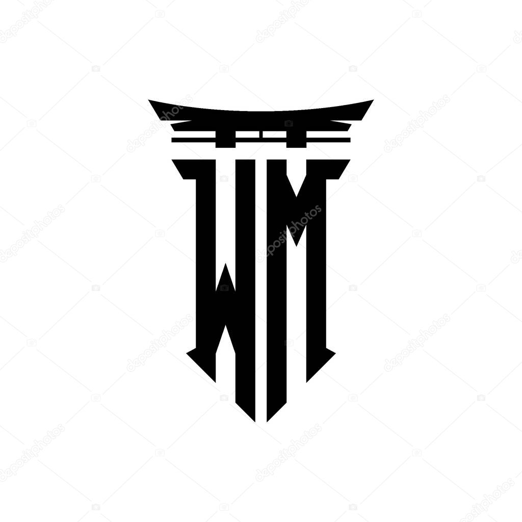 Logo initial monogram with geometric modern Torii Gate Japanese style design in isolated background, minimalist geometric japanese style logo.