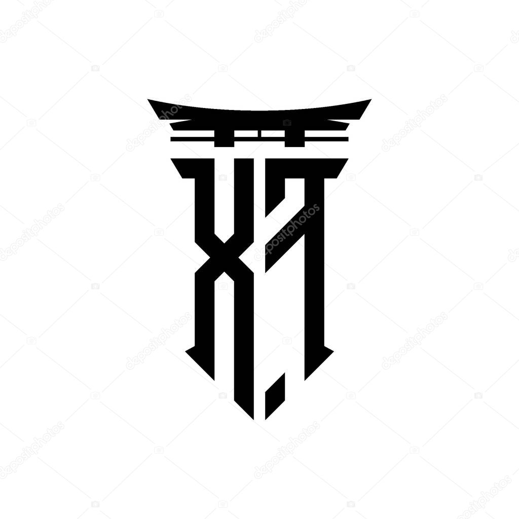 Logo initial monogram with geometric modern Torii Gate Japanese style design in isolated background, minimalist geometric japanese style logo.