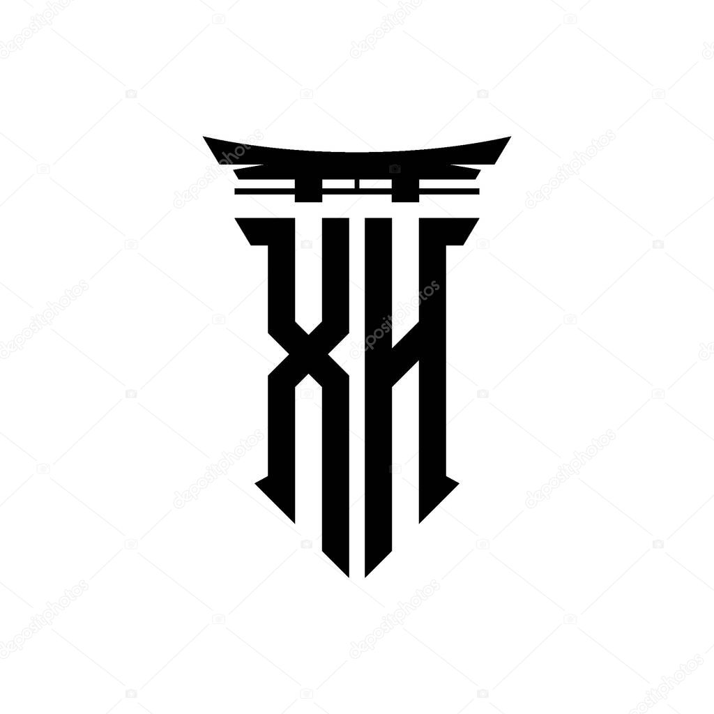 Logo initial monogram with geometric modern Torii Gate Japanese style design in isolated background, minimalist geometric japanese style logo.