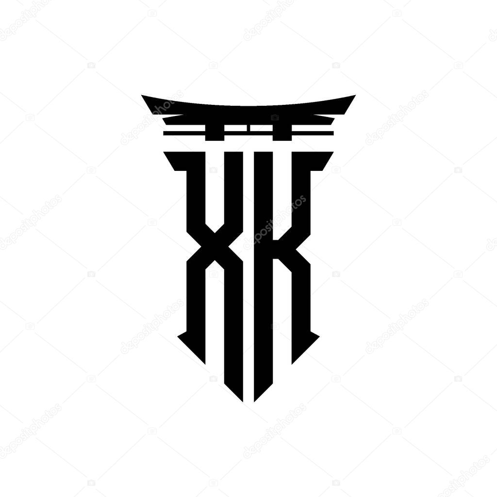 Logo initial monogram with geometric modern Torii Gate Japanese style design in isolated background, minimalist geometric japanese style logo.