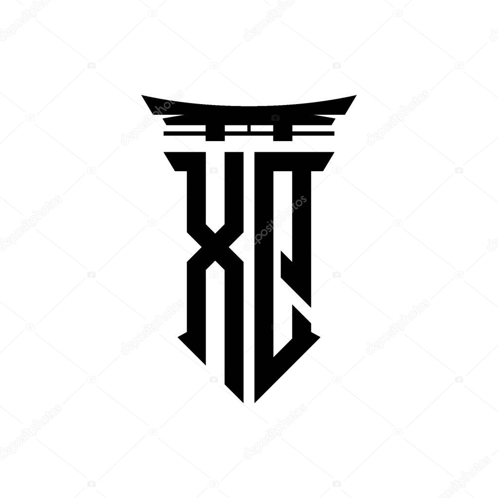 Logo initial monogram with geometric modern Torii Gate Japanese style design in isolated background, minimalist geometric japanese style logo.