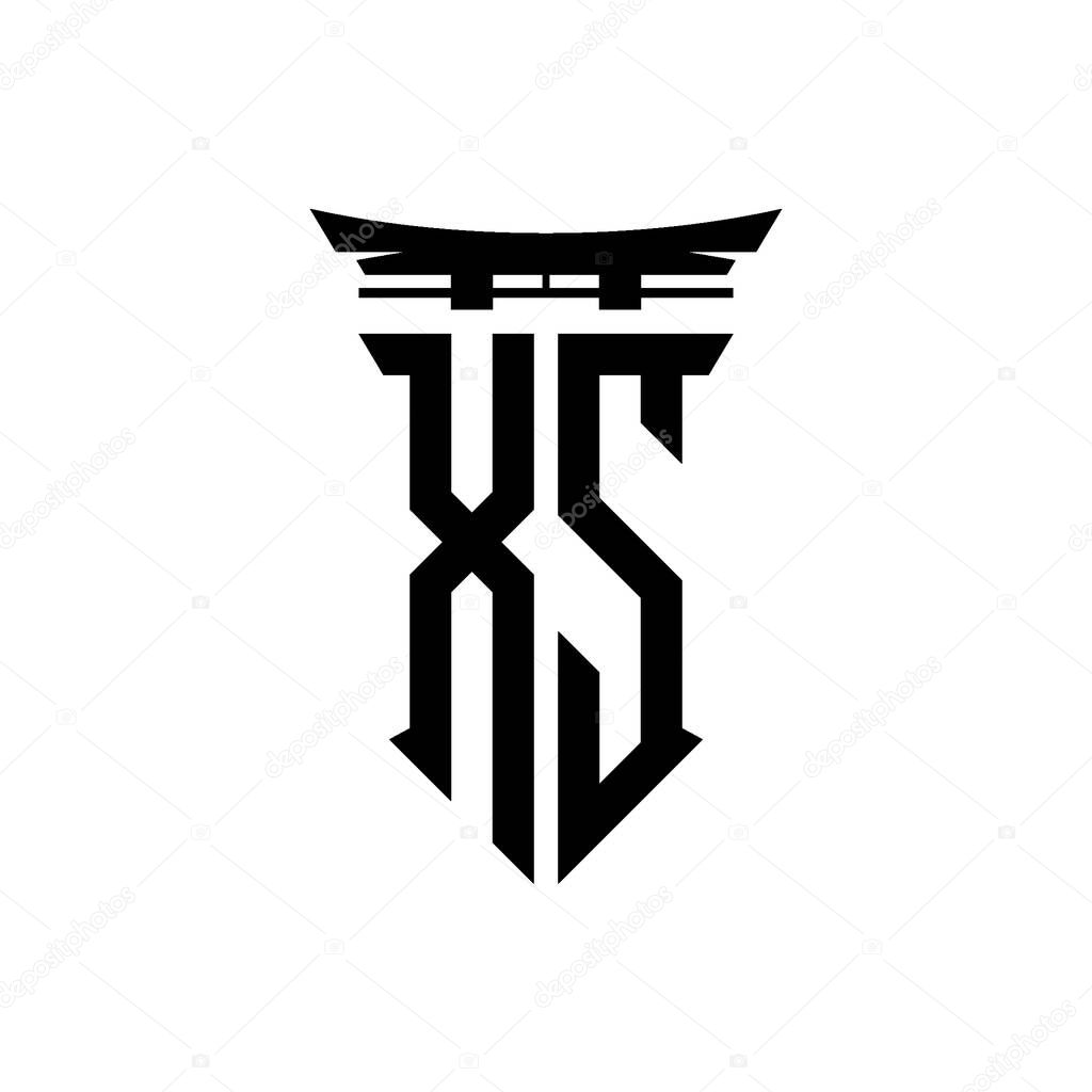 Logo initial monogram with geometric modern Torii Gate Japanese style design in isolated background, minimalist geometric japanese style logo.