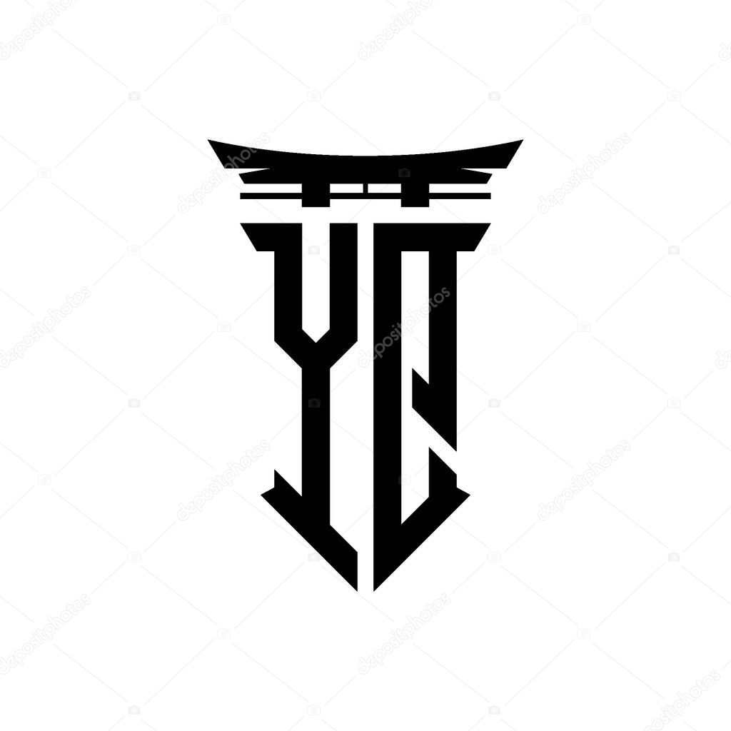 Logo initial monogram with geometric modern Torii Gate Japanese style design in isolated background, minimalist geometric japanese style logo.